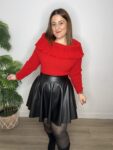 Jersey hombros al aire mujer moda navidad rojo