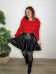 Jersey hombros al aire mujer moda navidad rojo