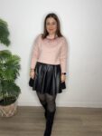 Jersey punto lentejuelas rosa mujer moda