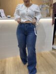 denim wide leg pantalón vaquero tendencia mujer