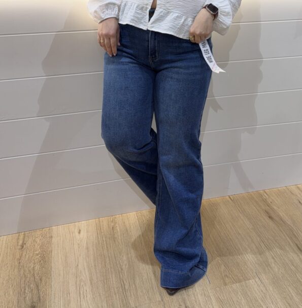 denim wide leg pantalón vaquero tendencia mujer