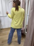 blazer amarilla manga fruncida solapa mujer tendencia moda