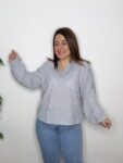 Camisa boho bordados rayas moda mujer