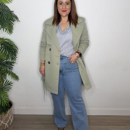 Gabardina MIDI kaki moda mujer