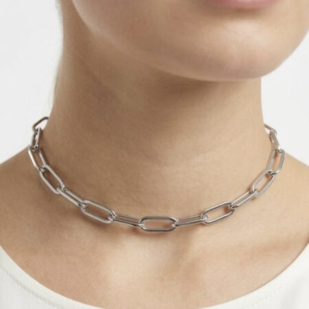 Collar acero inoxidable mujer eslabones color plata