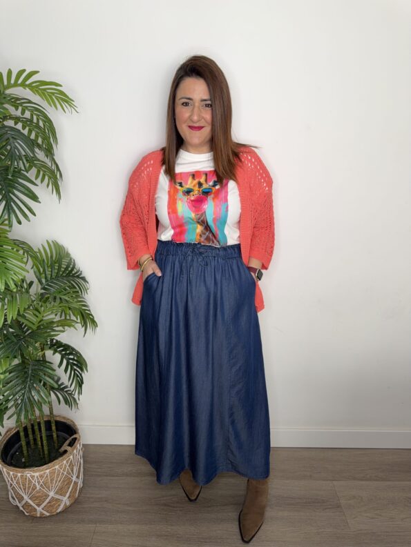 Falda larga tencel mujer fluida cintura elástica