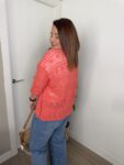 Chaqueta calada de algodón mujer primavera talla única Color coral