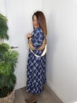 vestido azul marino cuadros moda mujer joven midi bautizo comunion
