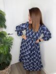 vestido azul marino cuadros moda mujer joven midi bautizo comunion