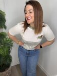 jersey manga corta algodón verano teckel tendencia perro rayas moda mujer