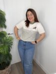 jersey manga corta algodón verano teckel tendencia perro rayas moda mujer