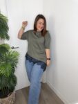Camiseta bajo asimétrico lencero color verde kaki tendencia moda mujer joven
