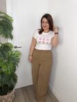Camiseta manga corta algodón corazones bordados
