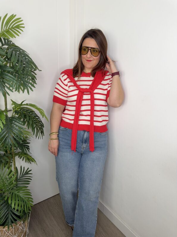 Jersey rayas pañoleta rojo marinero moda mujer tendencia joven