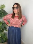 Jersey rayas blanco rojo moda tendencia mujer marinero hilo algodon