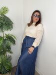 Jersey calado manga larga hilo algodón primavera moda mujer tendencia joven