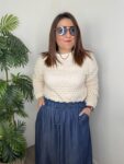 Jersey calado manga larga hilo algodón primavera moda mujer tendencia joven