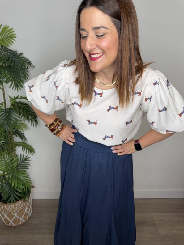 Blusa teckel manga abullonada
