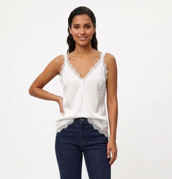 top lencero tirante ancho encaje blanco