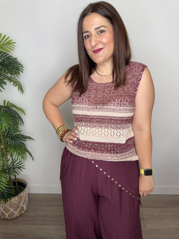 Top crochet granate moda mujer tendencia crochet