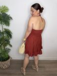 Vestido corto verano escote halterofilia terracota