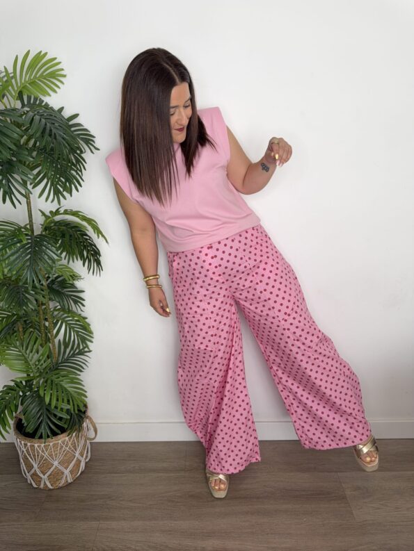 pantalón balloon recto lunares ROSA verano moda joven tendencia