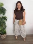 pantalón balloon recto lunares chocolate blanco verano moda joven tendencia