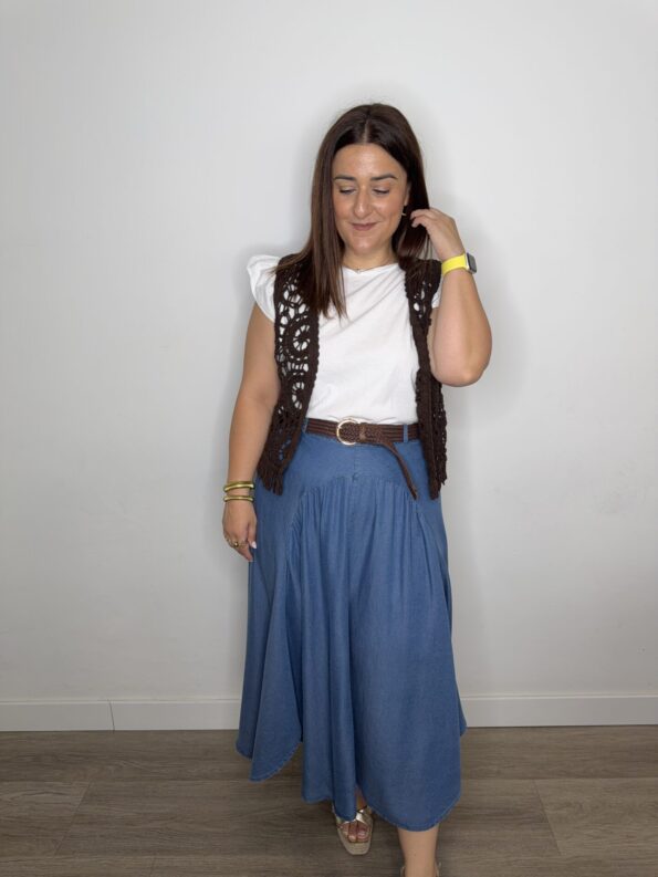 Falda tencel denim con cinturón