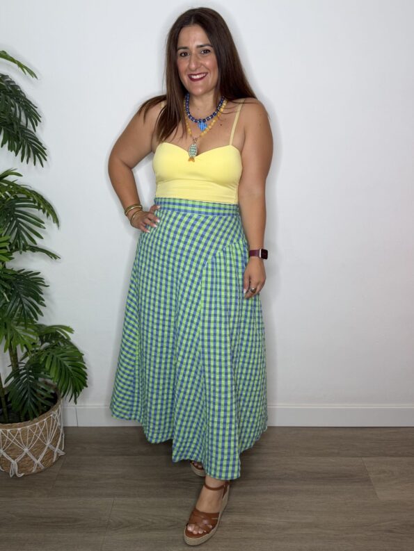 Falda cuadro vichy verde azul verano moda mujer joven