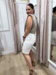 bermuda denim blanca bolsillos plastones moda mujer