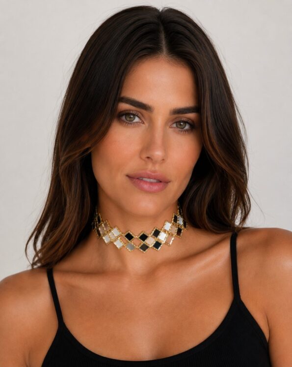 choker espejos dorado