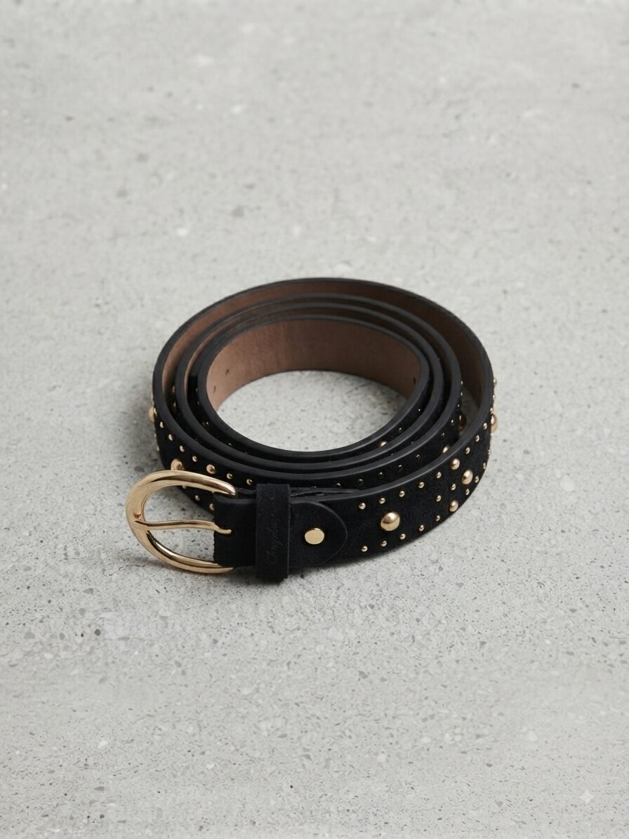 Cinturón antelina TACHAS – NEGRO