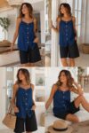 top denim abotonado moda mujer verano