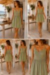 vestido corto popelin verde