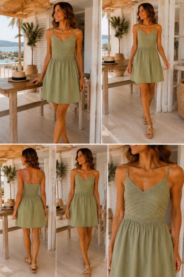 vestido corto popelin
