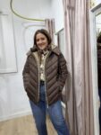 plumas Chaquetón Acolchado Marrón Moka con Capucha