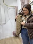 plumas Chaquetón Acolchado Marrón Moka con Capucha