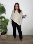 Capa punto beige moda mujer invierno poncho