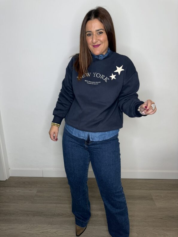 Sudadera oversize marino invierno felpa interior mujer 44