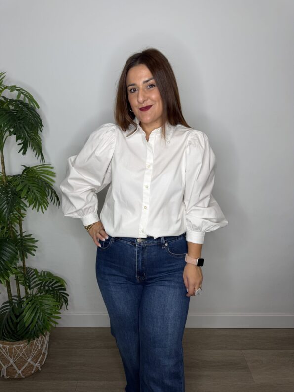 Camisa popelin manga abullonada mujer 40 a 44