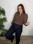 Blusa gasa topo chocolate burdeos moda mujer España 35 a 45 años