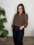 Blusa gasa topo chocolate burdeos moda mujer España 35 a 45 años