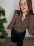 Blusa gasa topo chocolate burdeos moda mujer España 35 a 45 años