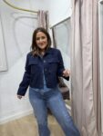 chaqueta azul ante moda mujer tendencia 35 a 45 años