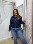 chaqueta azul ante moda mujer tendencia 35 a 45 años